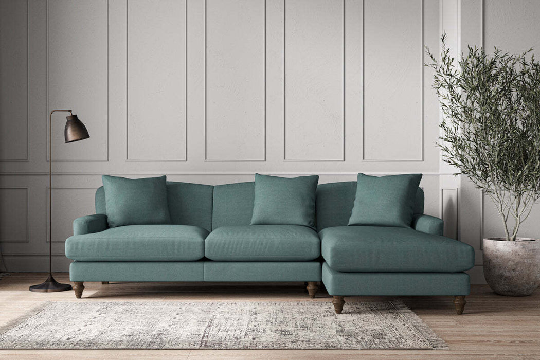 Deni Large Right Hand Chaise Sofa - Recycled Cotton Airforce