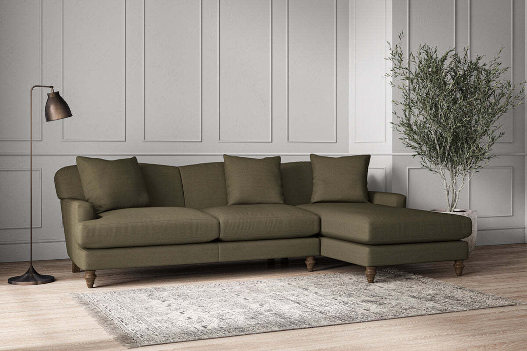 Deni Large Right Hand Chaise Sofa - Recycled Cotton Fatigue
