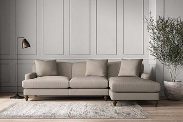 Deni Large Right Hand Chaise Sofa - Recycled Cotton Flax