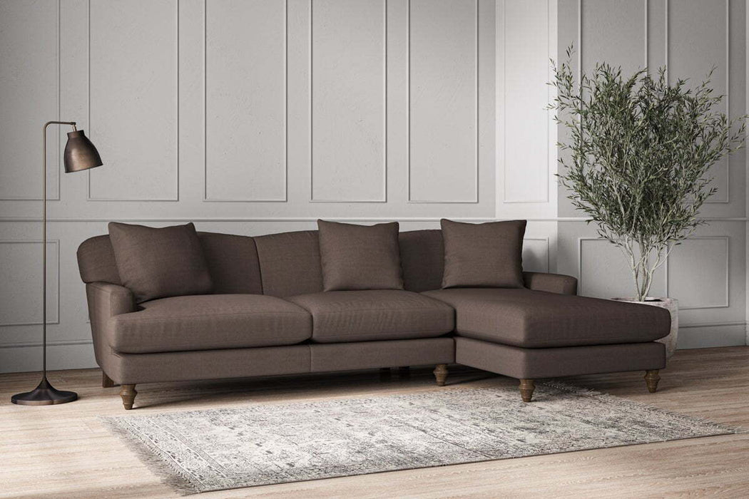 Deni Large Right Hand Chaise Sofa - Recycled Cotton Mocha