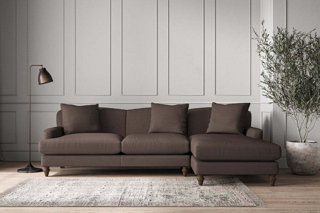 Deni Large Right Hand Chaise Sofa - Recycled Cotton Mocha