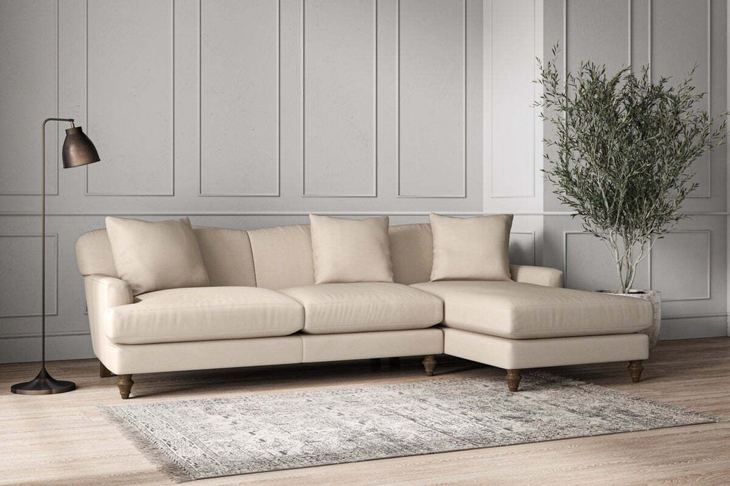 Deni Large Right Hand Chaise Sofa - Recycled Cotton Natural