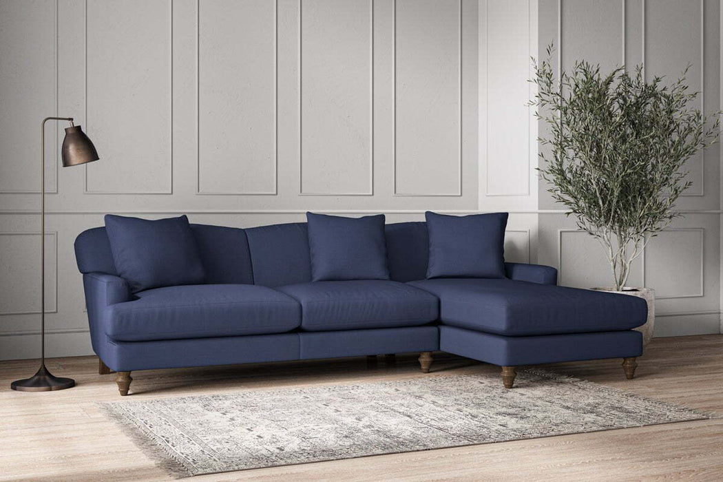 Deni Large Right Hand Chaise Sofa - Recycled Cotton Navy