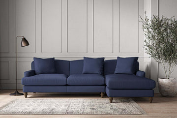 Deni Large Right Hand Chaise Sofa - Recycled Cotton Navy