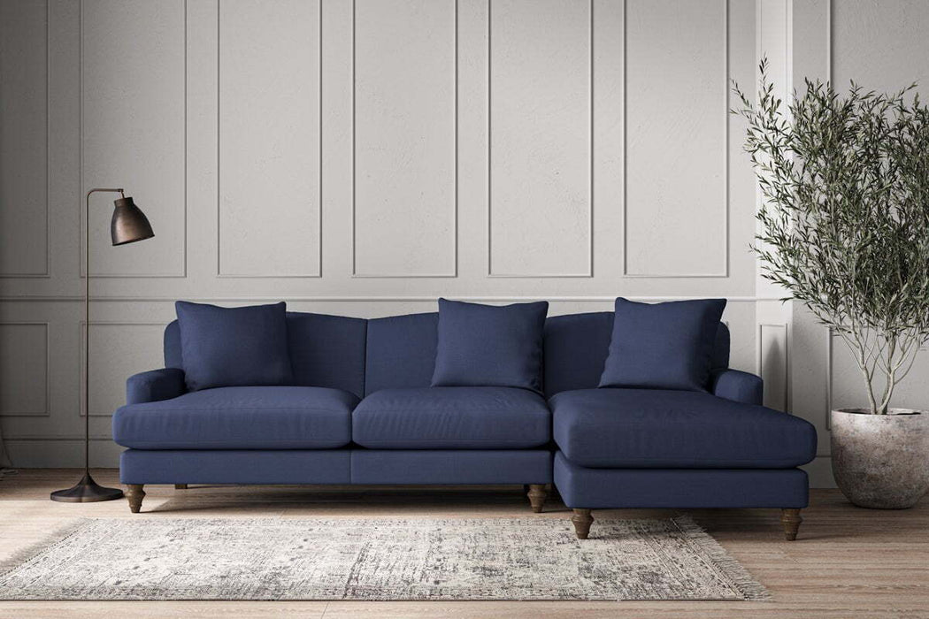 Deni Large Right Hand Chaise Sofa - Recycled Cotton Navy