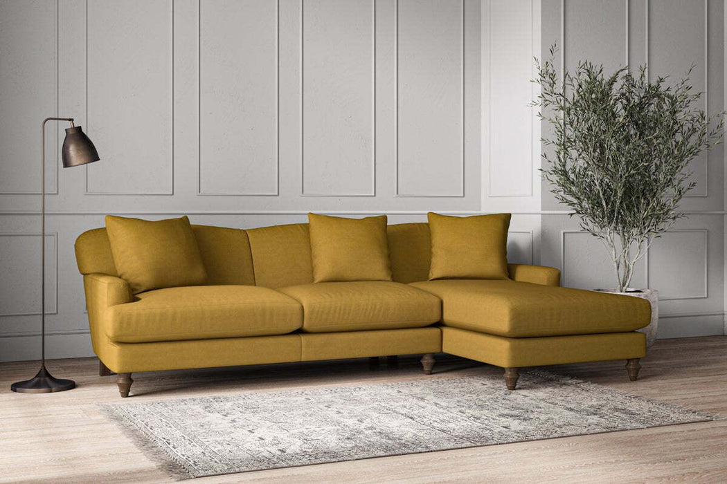 Deni Large Right Hand Chaise Sofa - Recycled Cotton Ochre