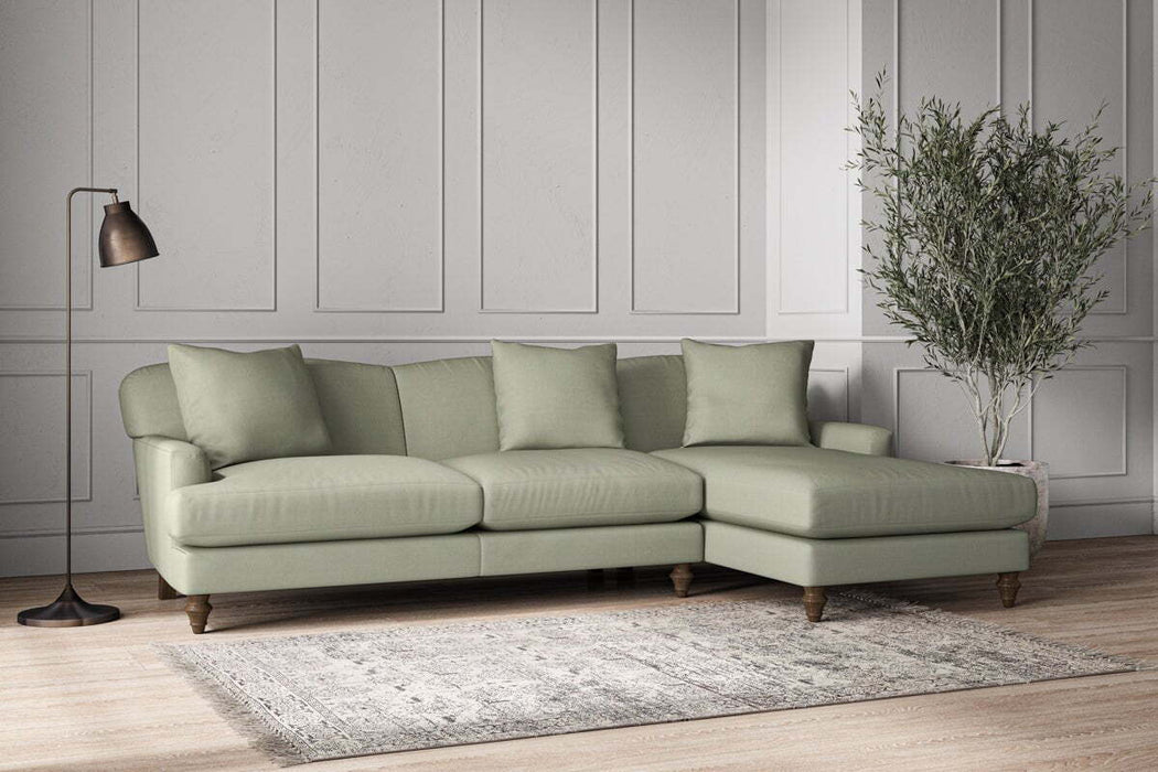 Deni Large Right Hand Chaise Sofa - Recycled Cotton Seaspray