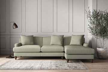 Deni Large Right Hand Chaise Sofa - Recycled Cotton Seaspray