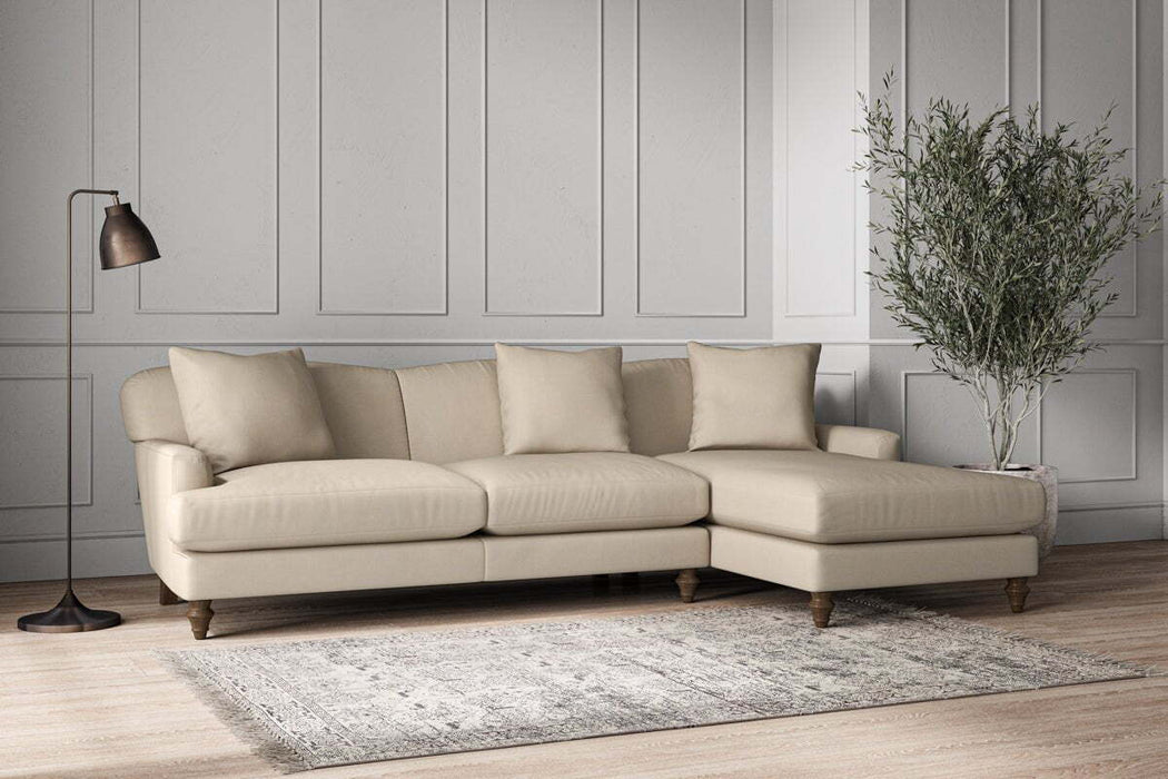 Deni Large Right Hand Chaise Sofa - Recycled Cotton Stone
