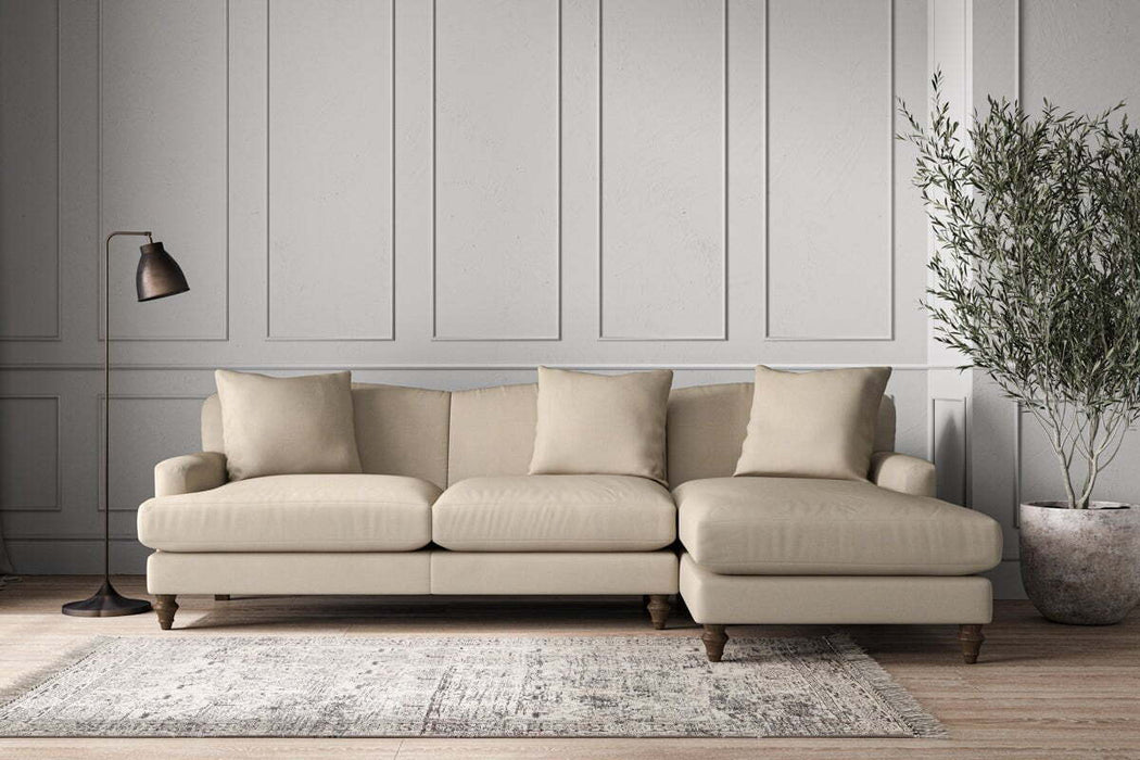 Deni Large Right Hand Chaise Sofa - Recycled Cotton Stone