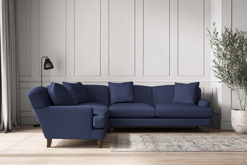 Deni Super Grand Left Hand Corner Sofa - Recycled Cotton Navy