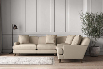 Deni Super Grand Right Hand Corner Sofa - Recycled Cotton Stone