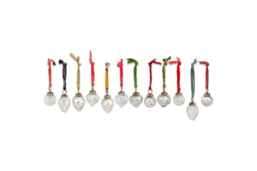 Dew Drop Baubles Silver Clear Set Of 12 Dd27Gb