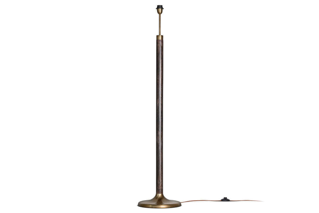 Digha Wood Metal Floor Lamp Dark Stain Antique Brass