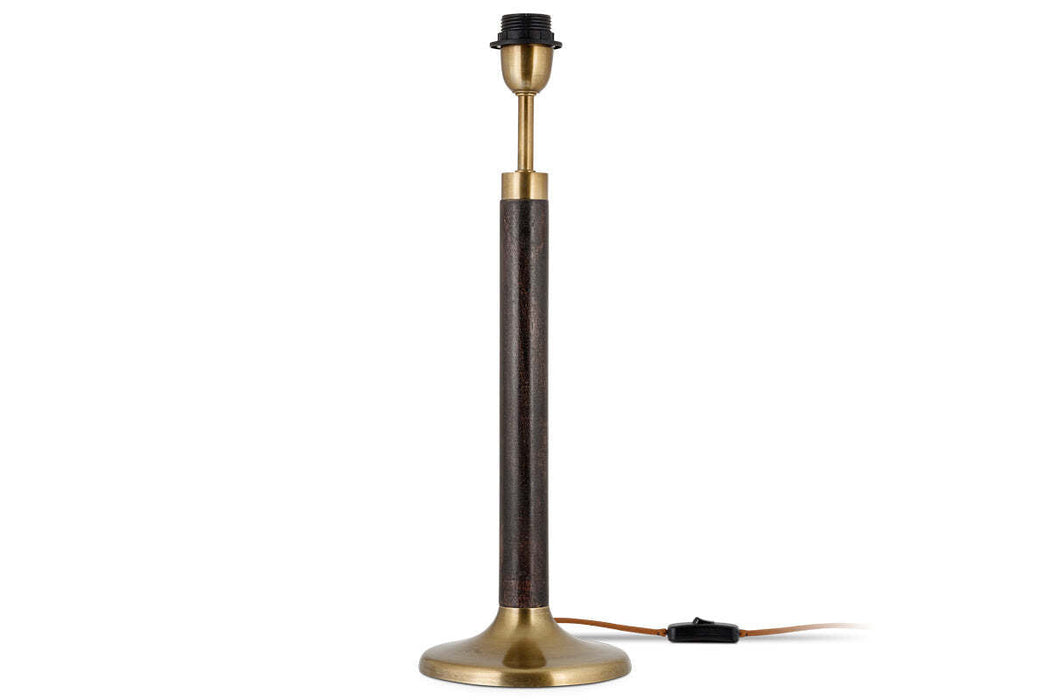 Digha Wood Metal Table Lamp Dark Stain Antique Brass