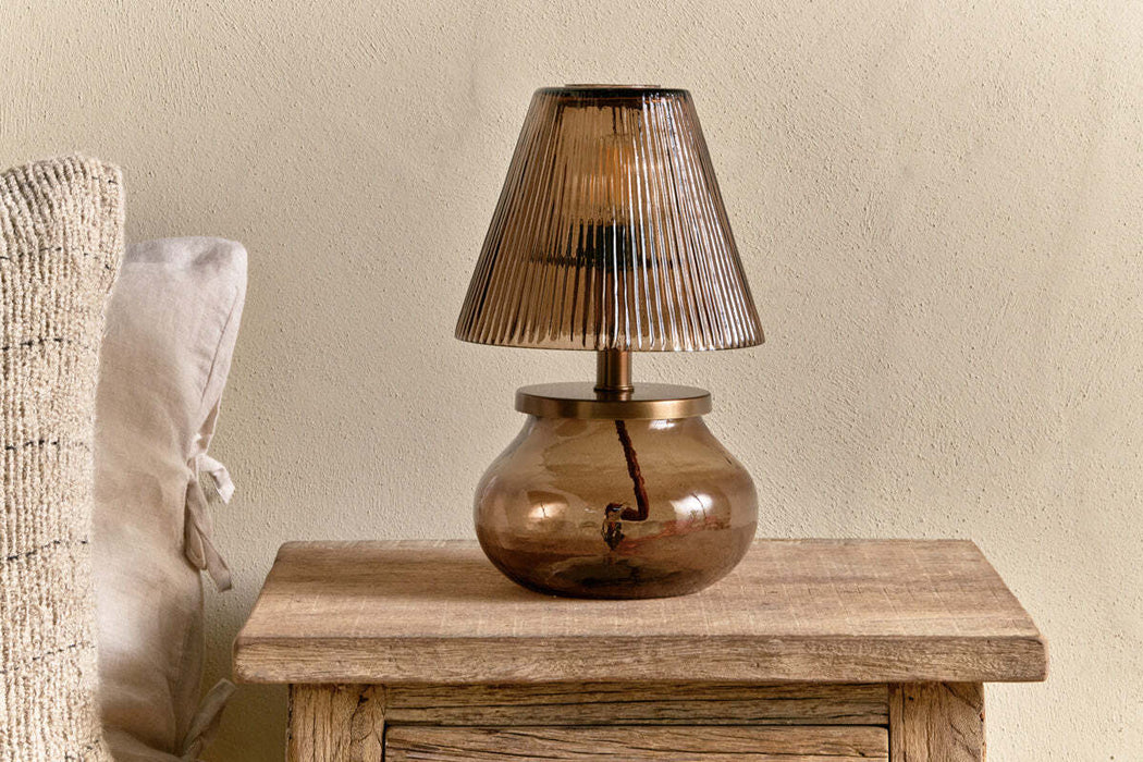Dimalai Recycled Glass Table Lamp Brown Smoke