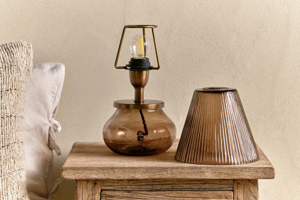 Dimalai Recycled Glass Table Lamp Brown Smoke