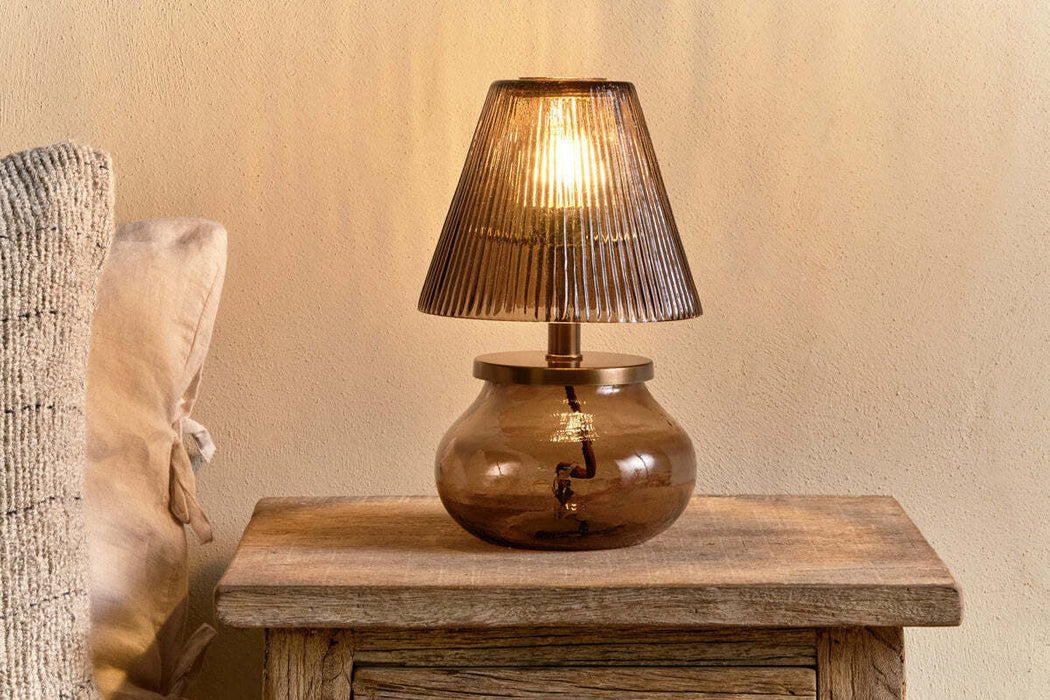 Dimalai Recycled Glass Table Lamp Brown Smoke