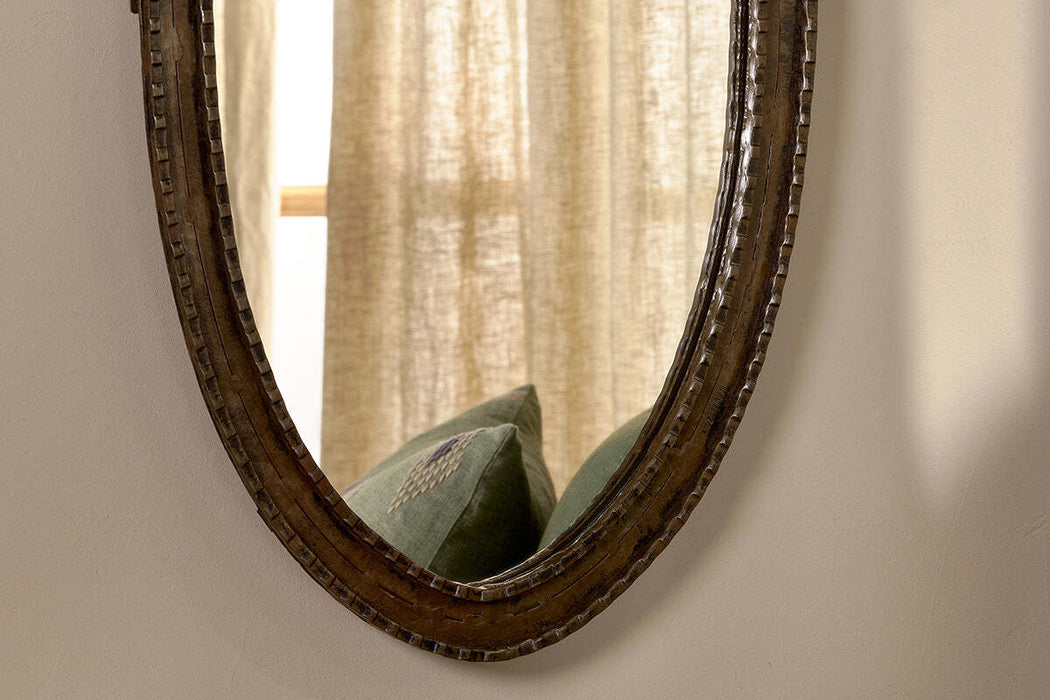 Drishti Oval Iron Mirror Antique Black Small