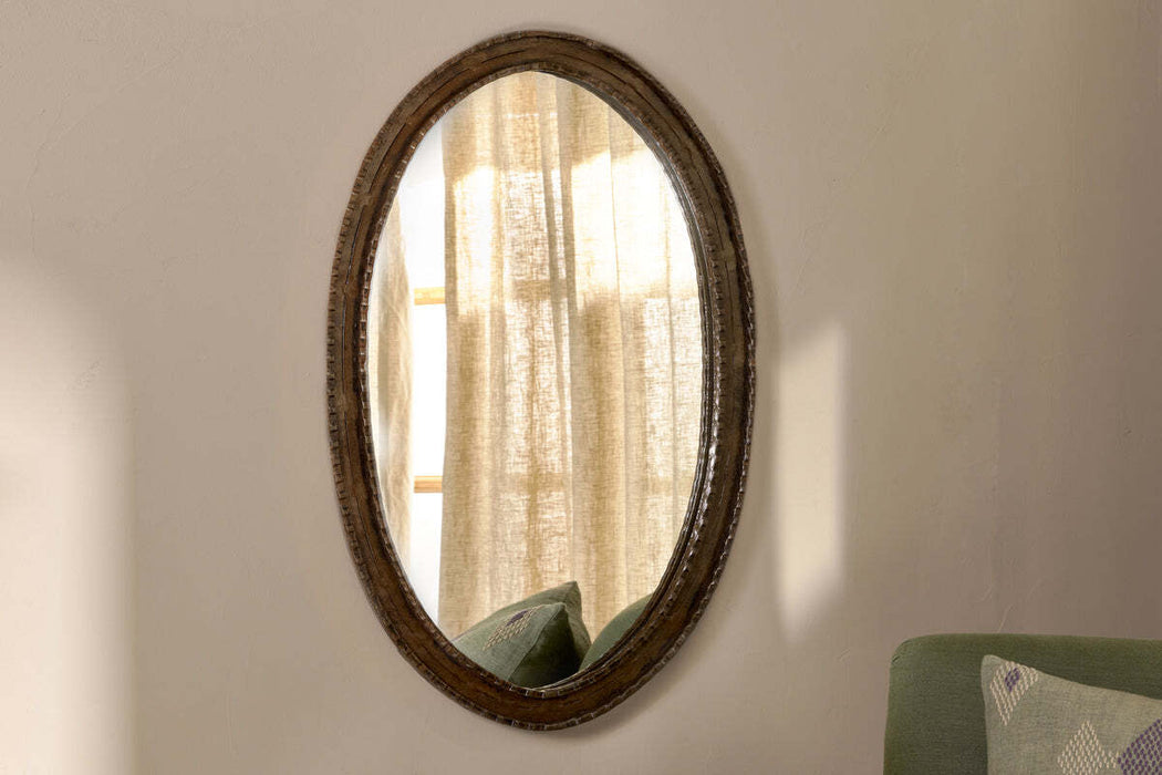 Drishti Oval Iron Mirror Antique Black Small