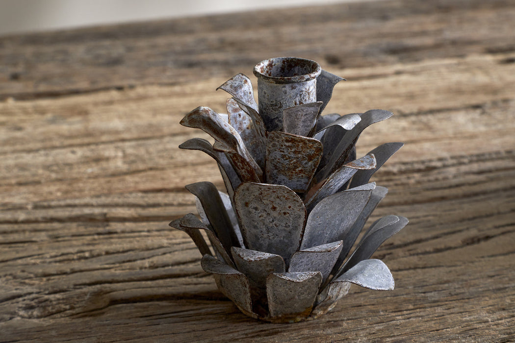 Elagalu Pine Cone Candle Holders Zinc Set Of 2
