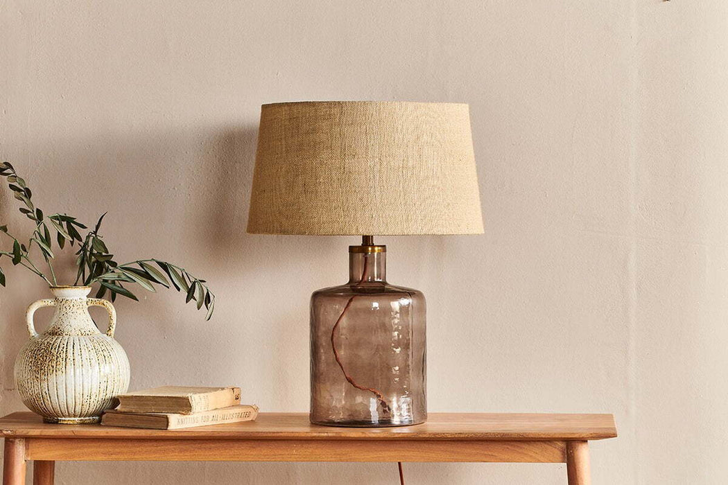 Edina Recycled Glass Table Lamp Smoke Brown Small