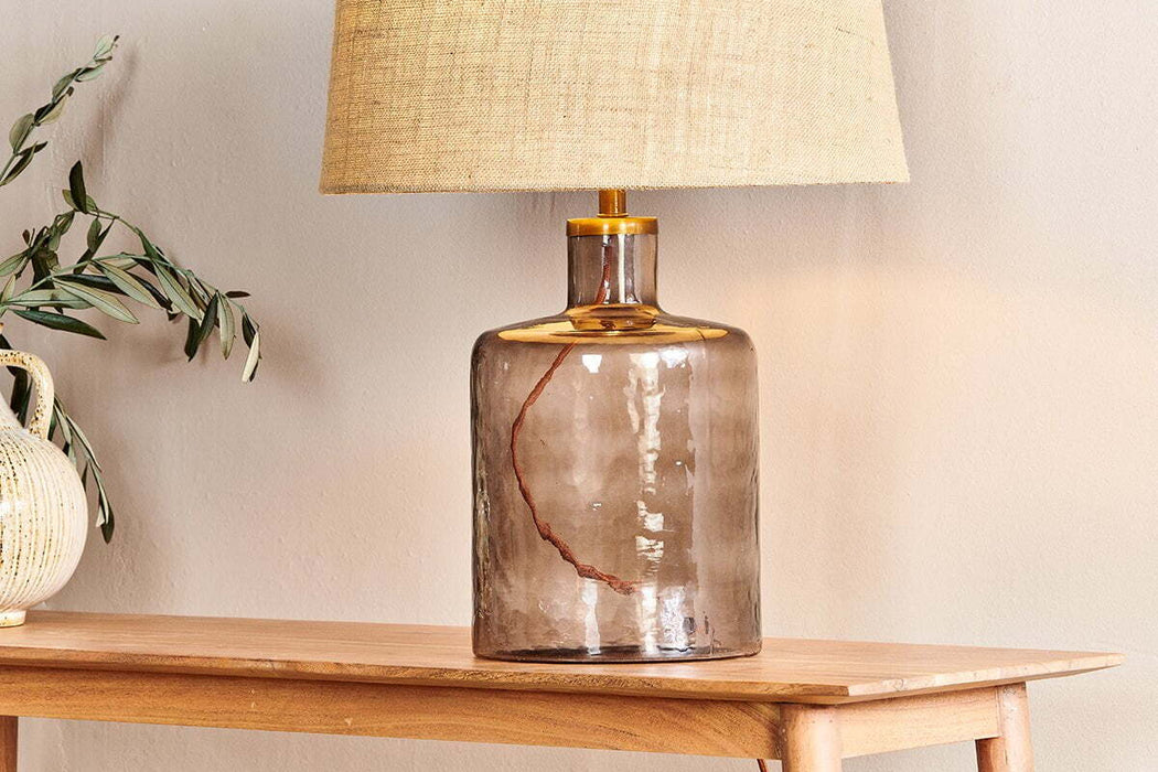 Edina Recycled Glass Table Lamp Smoke Brown Small