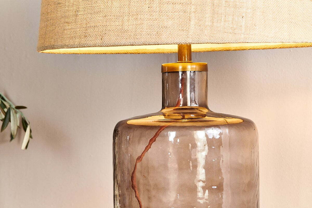 Edina Recycled Glass Table Lamp Smoke Brown Small