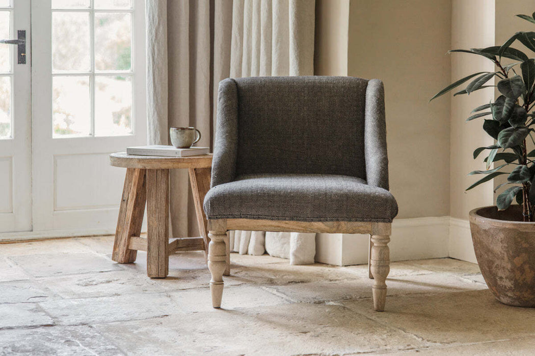 Elbu Deconstructed Jacquard Weave Armchair Charcoal