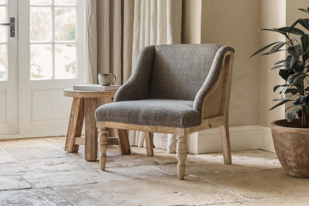 Elbu Deconstructed Jacquard Weave Armchair Charcoal