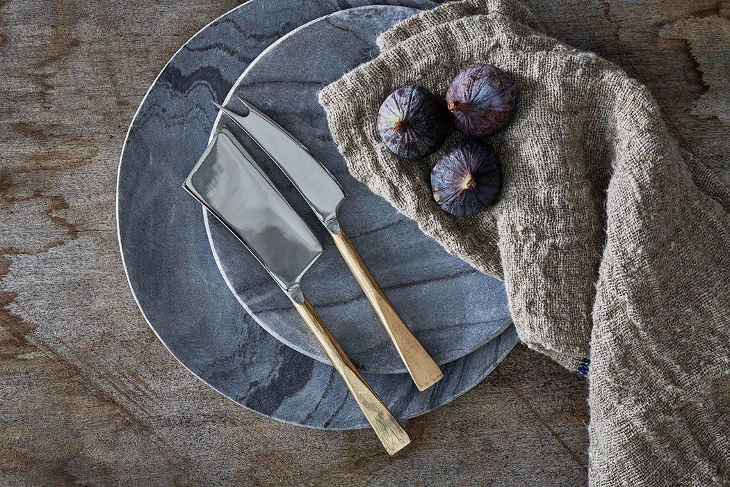 Ena Cheese Knife Set Brushed Gold Set Of 2