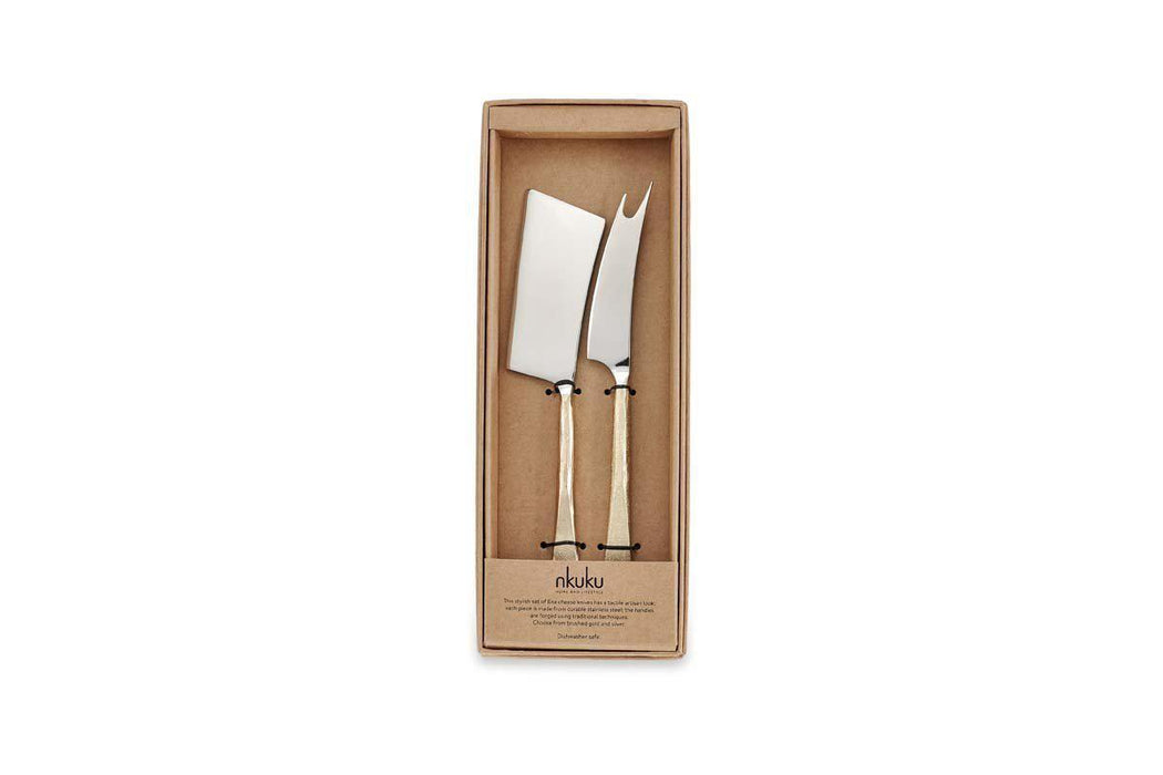 Ena Cheese Knife Set Brushed Gold Set Of 2