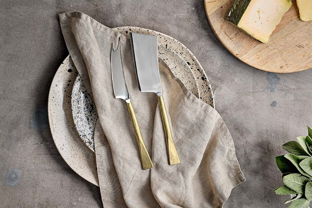 Ena Cheese Knife Set Brushed Gold Set Of 2