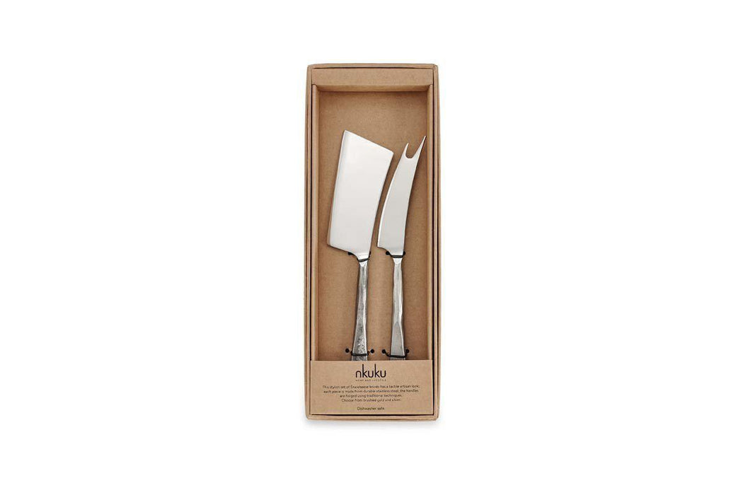 Ena Cheese Knife Set Brushed Silver Set Of 2