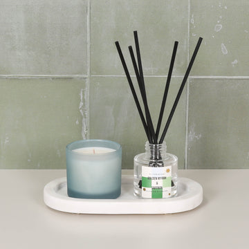 White Marble Long Oval 20cm Tray