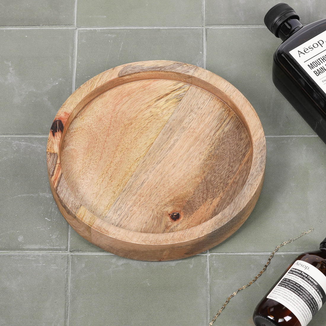 Round 20cm Wooden Tray