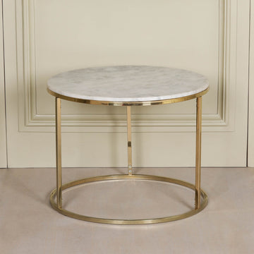 Gold Metal Side Table with Marble Top