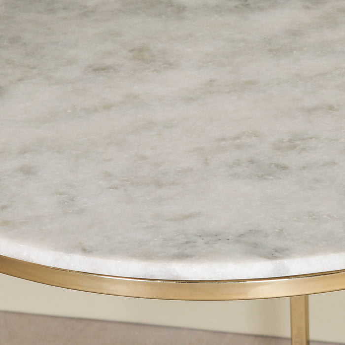 Gold Metal Side Table with Marble Top