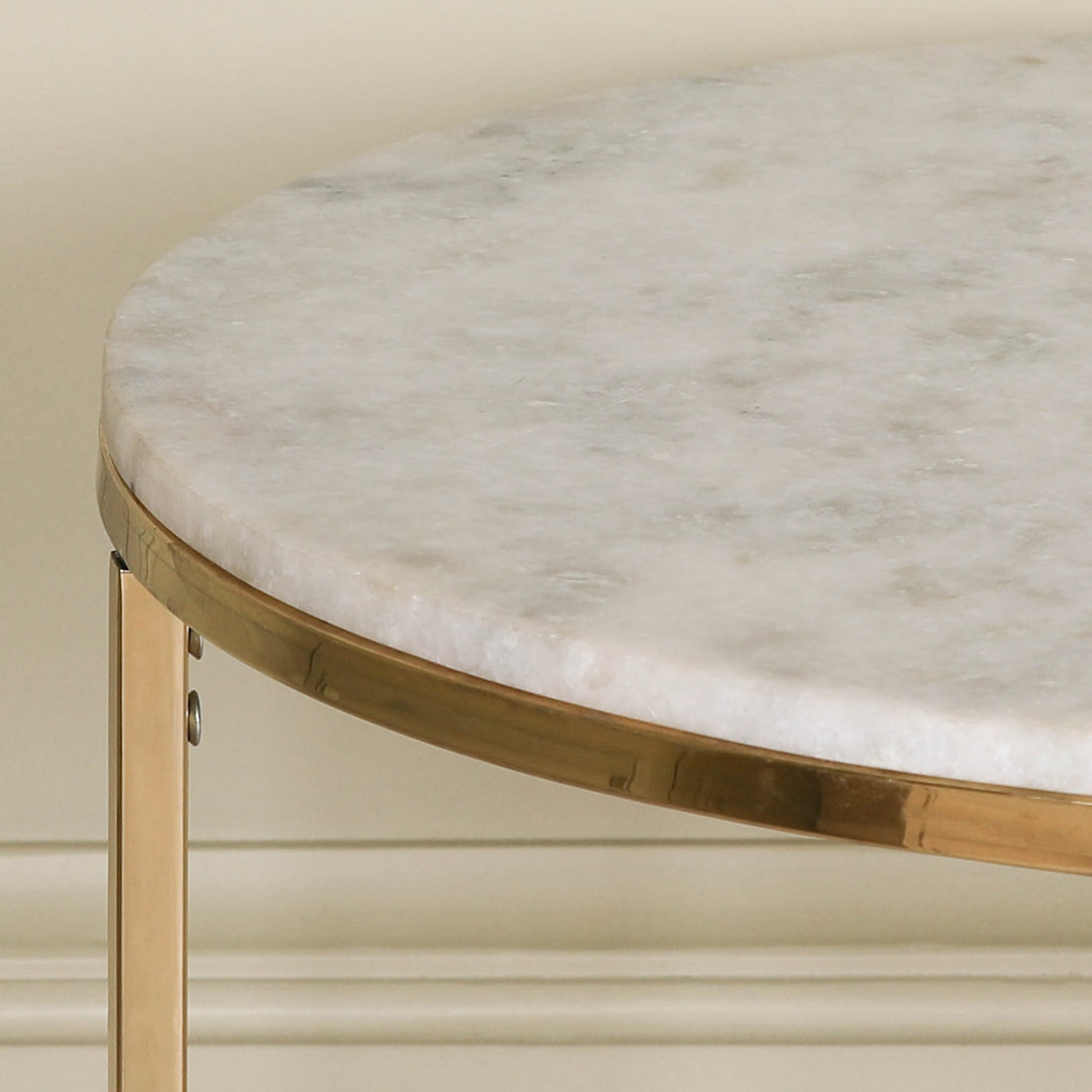 Gold Metal Side Table with Marble Top