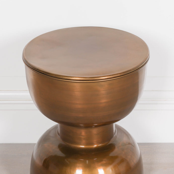 Antique Brass Style Hour Glass Style Side Table