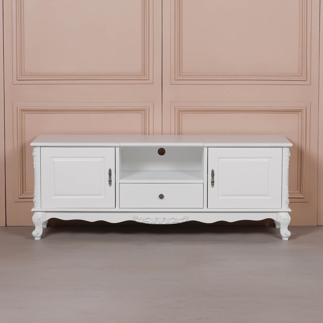 French White Large Cabinet TV Unit