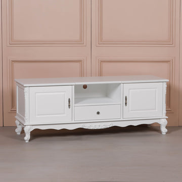 French White Large Cabinet TV Unit
