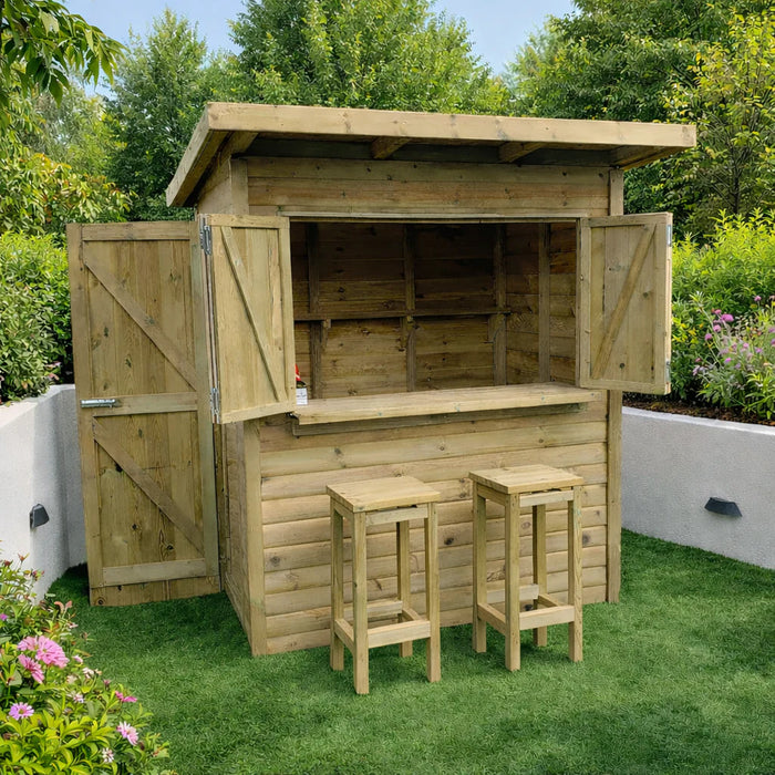 The Castleton Garden Bar Timber Outdoor Entertainment Bar with Overlap Roof