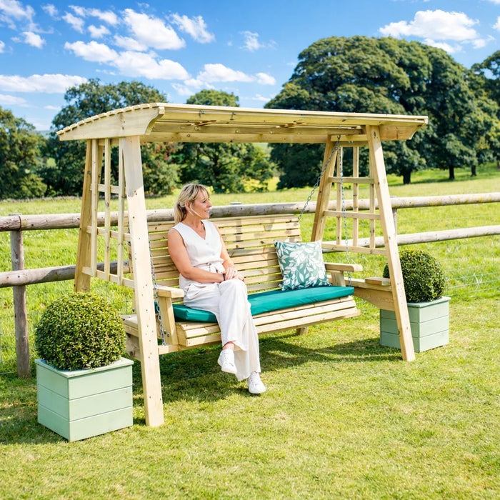 Scandinavian Redwood 3-Seater Outdoor Swing with Canopy