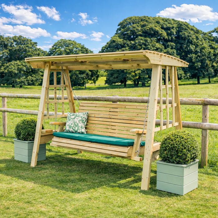 Scandinavian Redwood 3-Seater Outdoor Swing with Canopy