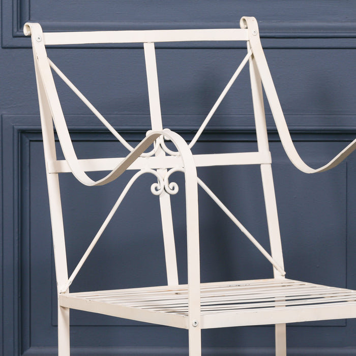Iron Frame Off White Cream Distressed Garden Dining Chair