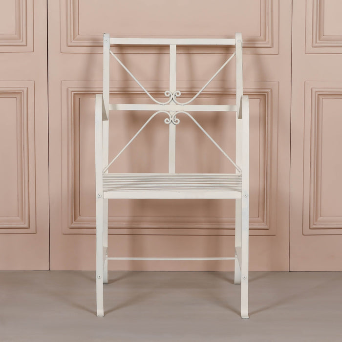 Iron Frame Off White / Cream Distressed Garden Dining Chair