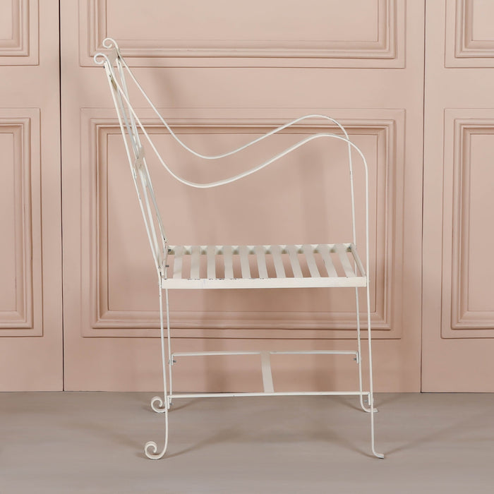 Iron Frame Off White / Cream Distressed Garden Dining Chair