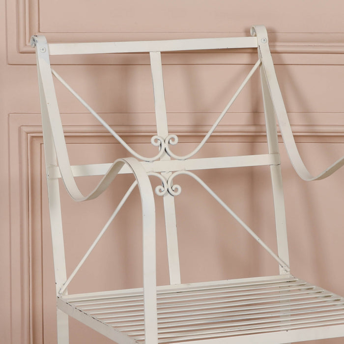Iron Frame Off White Cream Distressed Garden Dining Chair