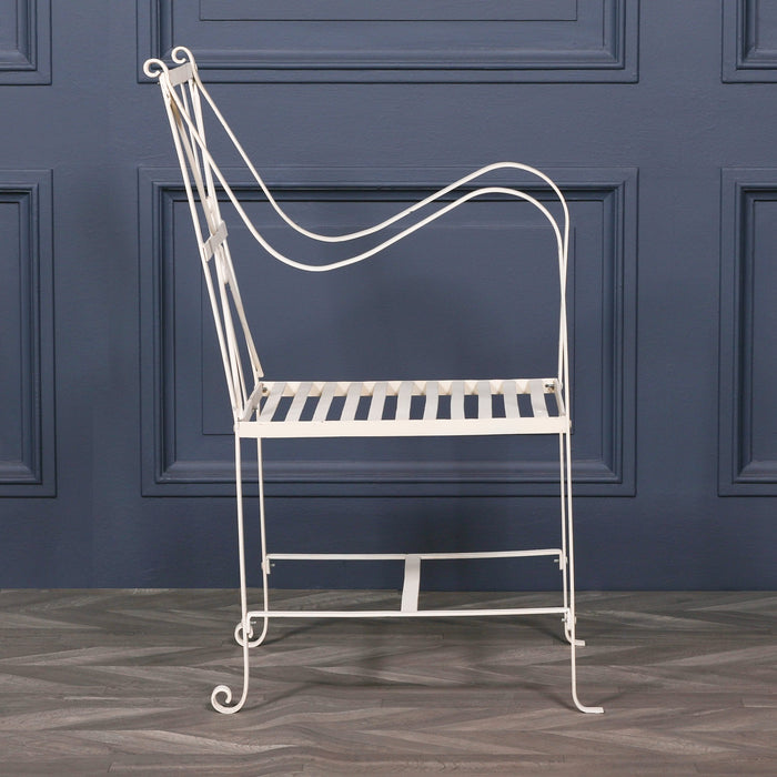 Iron Frame Off White Cream Distressed Garden Dining Chair